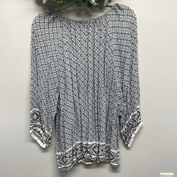 Adrienne Vittadini 3/4 Sleeve Boho Blouse 2X - Picture 3 of 13